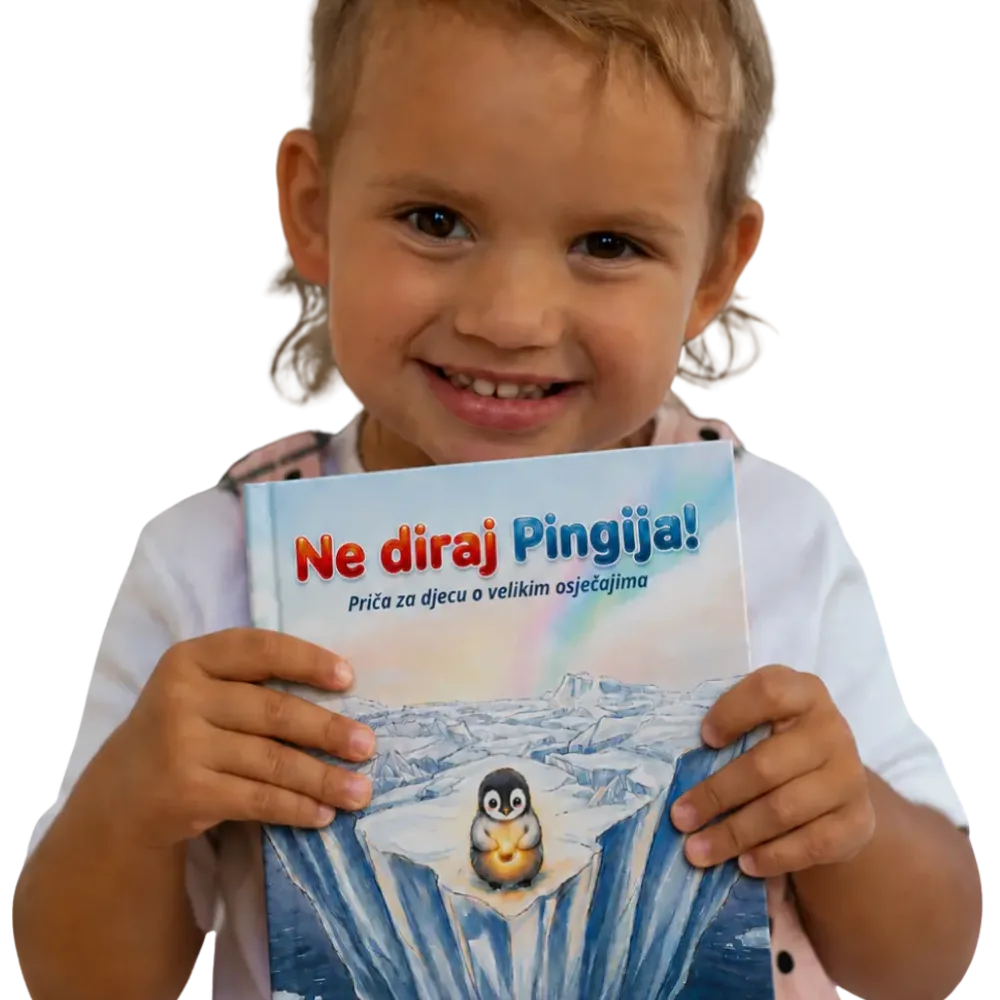 Djevojčica drži knjigu „Ne diraj Pingija!“