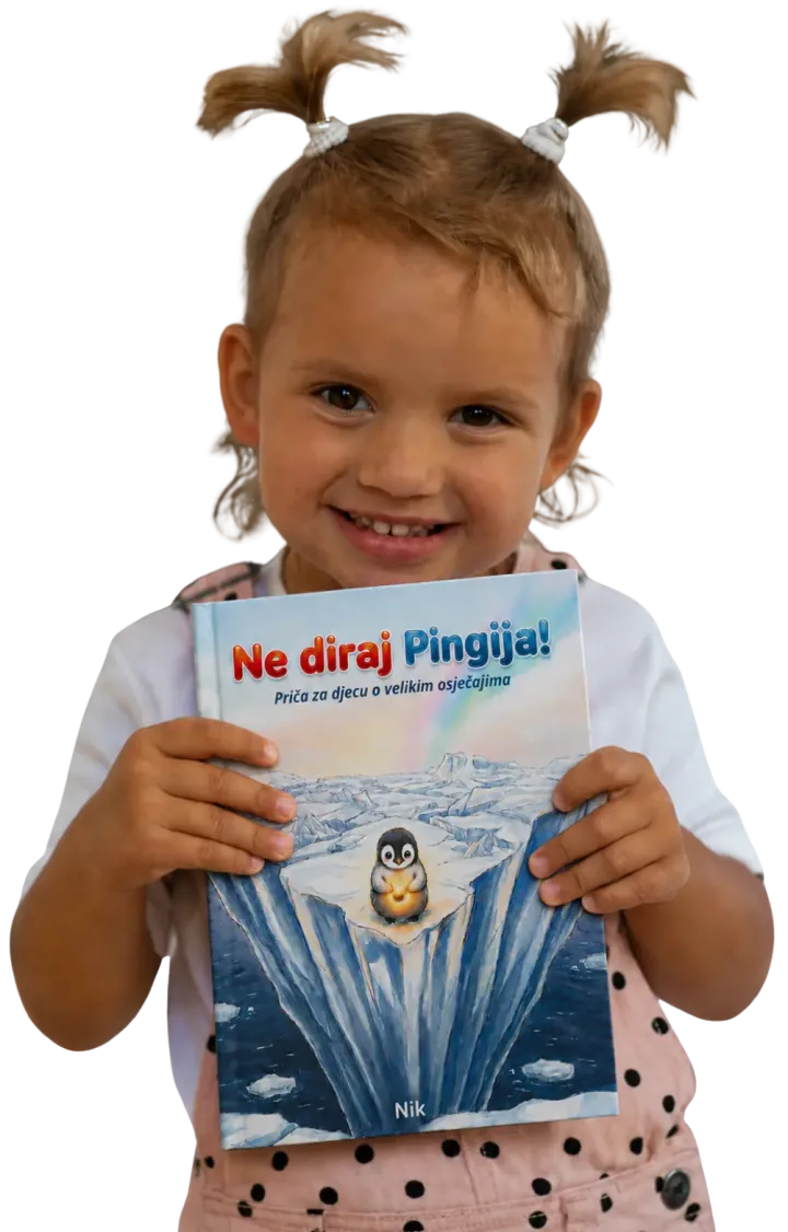 Djevojčica drži knjigu „Ne diraj Pingija!“